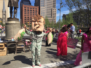 McCracken Dressed as Trump at today’s Public Square protest